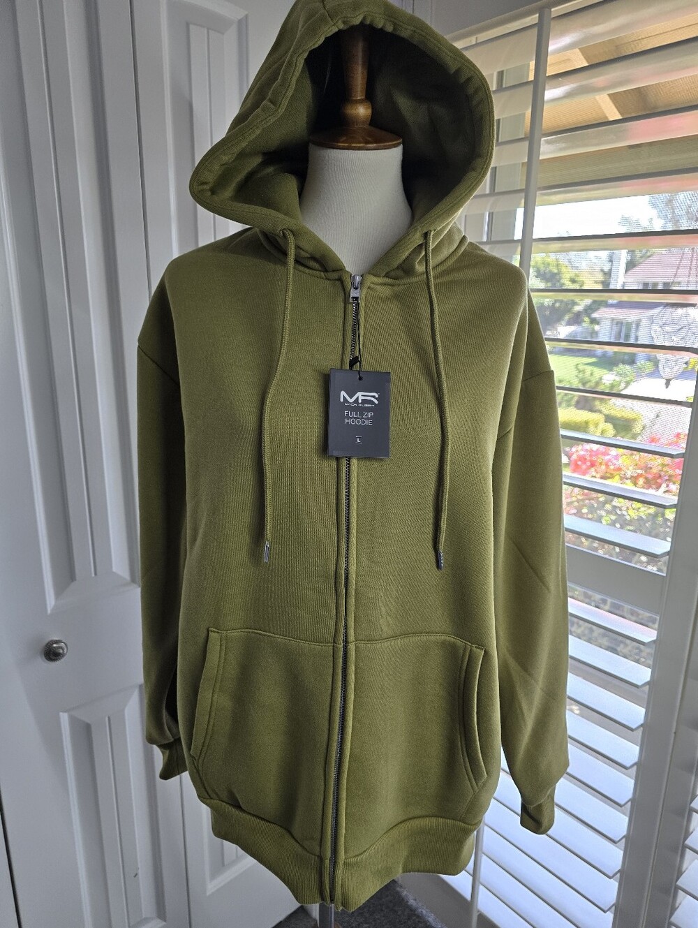 MACK RUSSO Olive Grn Hoodie Zip Jacket Faux Sherpa Lined Insulated Sleeves (NWT)
